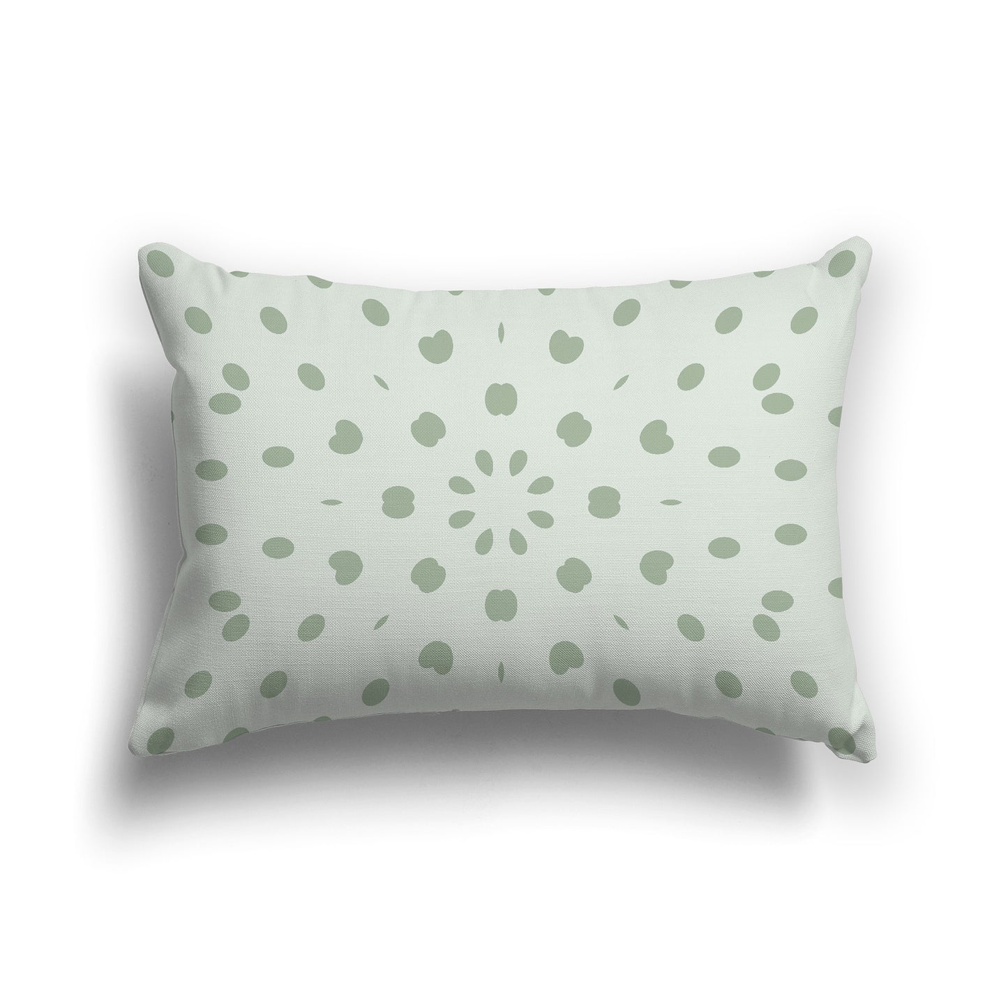 Lumbar Throw Pillow with Two-tone Green Radiating Oval Burst Pattern