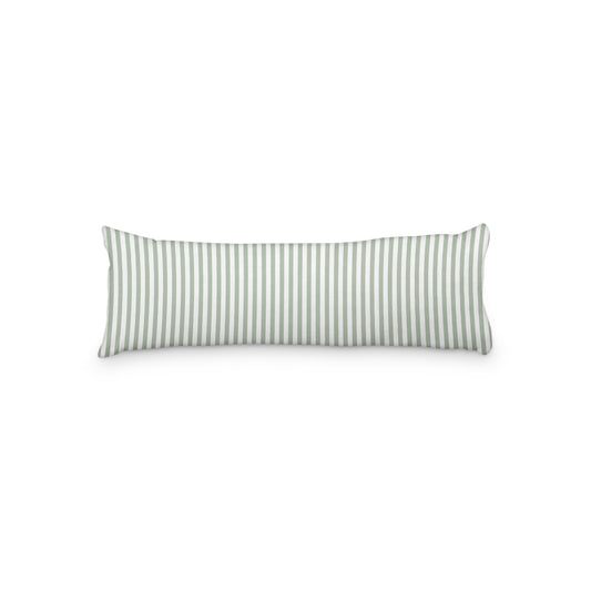 White Microfiber Body Pillow with Thin Green Bars, MFBP-1052-241,  20 x 54 inches