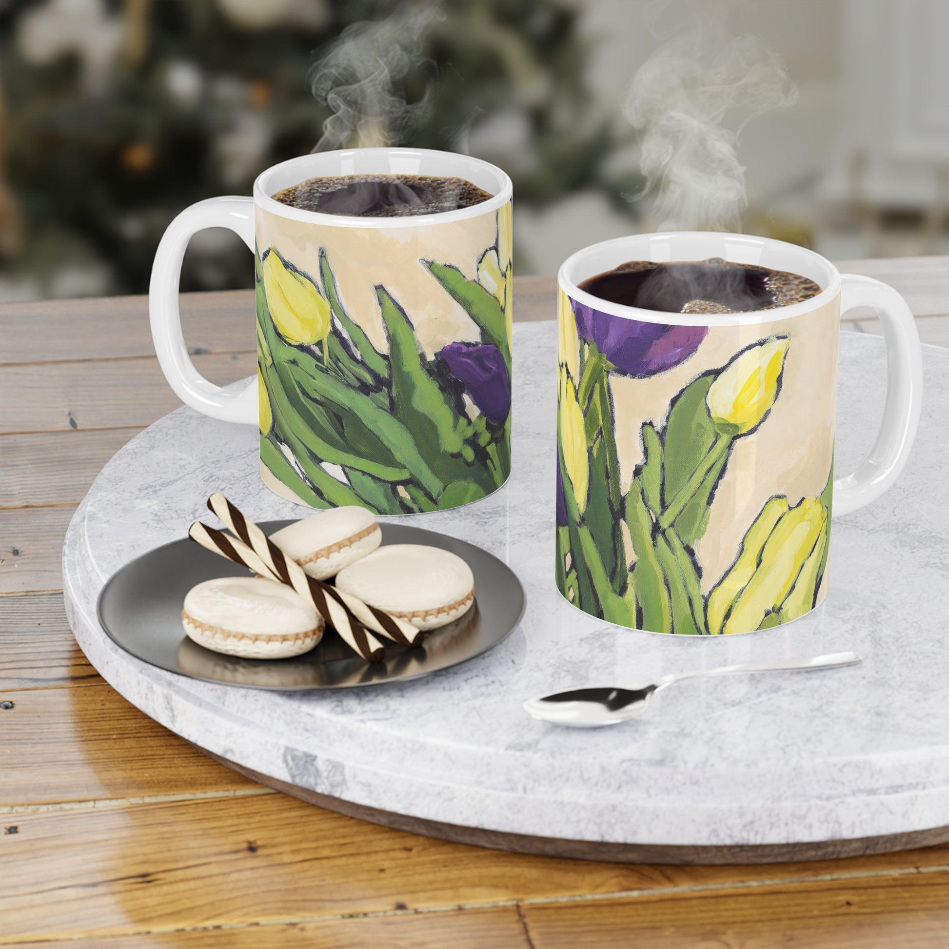 Purple & Yellow Tulips Fine Art 11oz Ceramic Mug