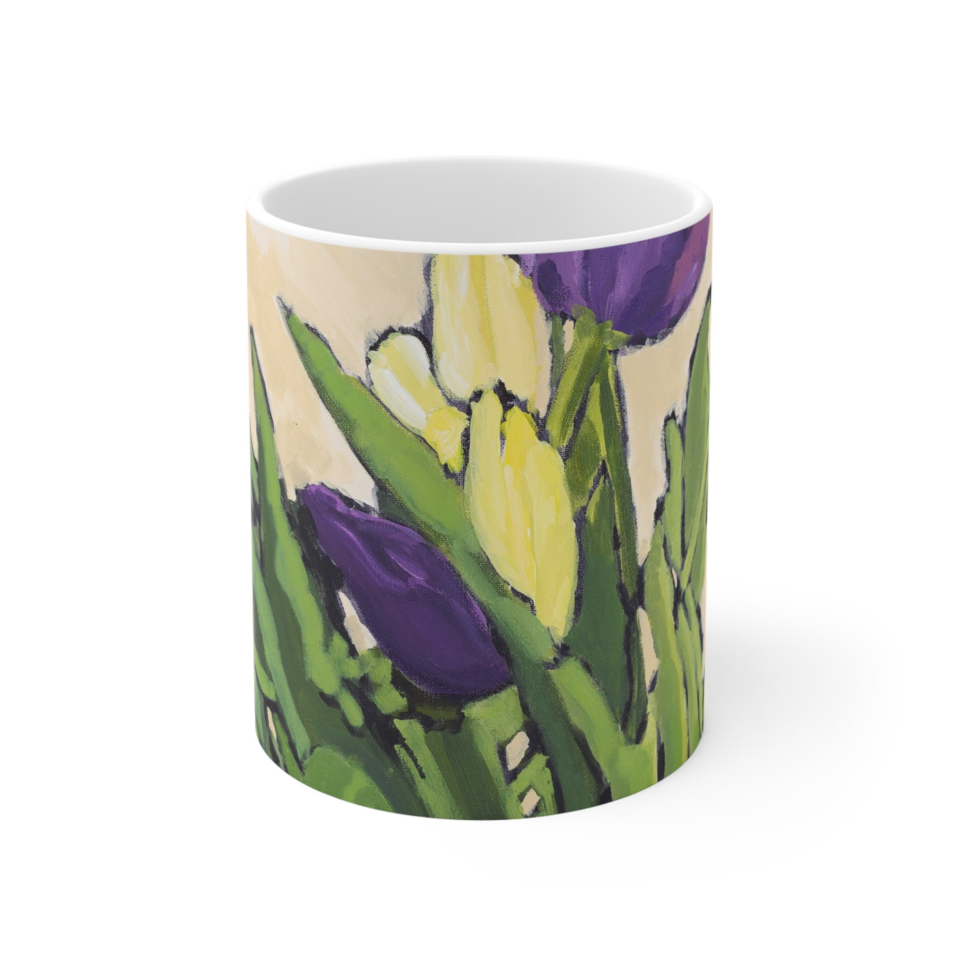 Purple & Yellow Tulips Fine Art 11oz Ceramic Mug