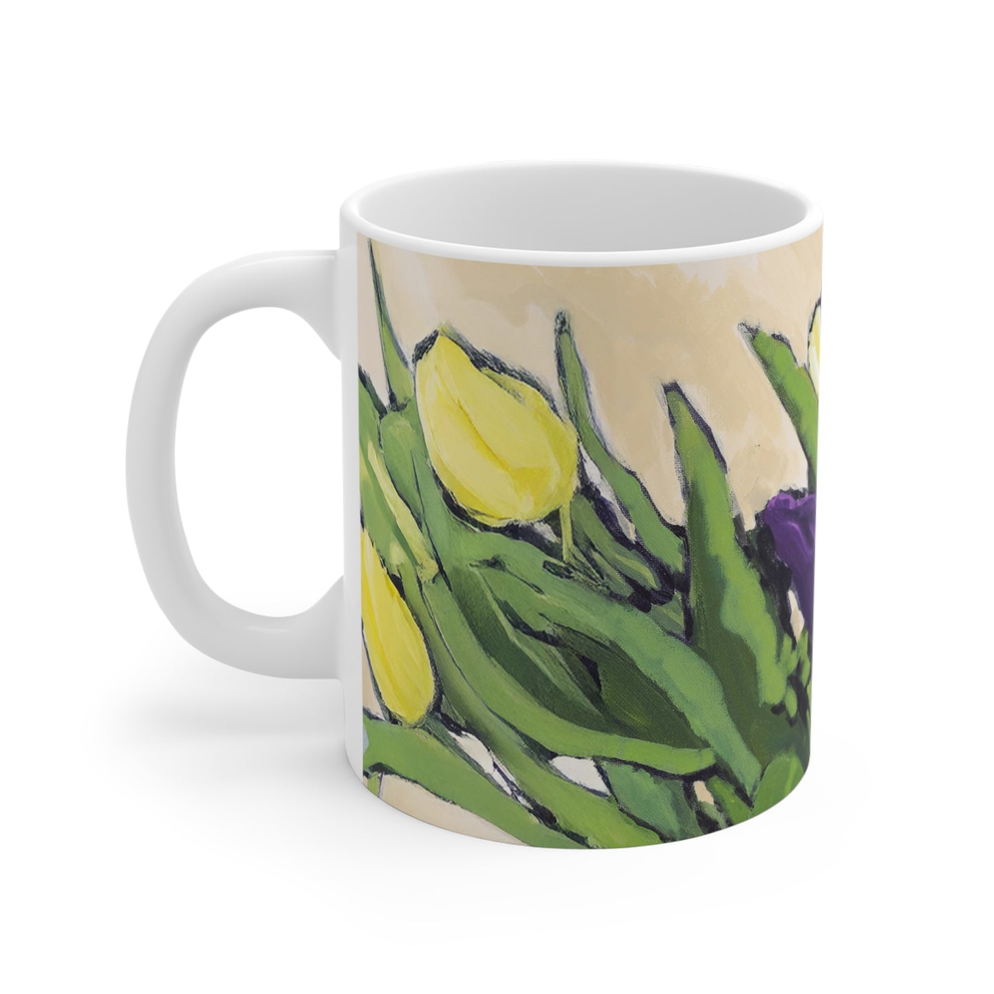Purple & Yellow Tulips Fine Art 11oz Ceramic Mug