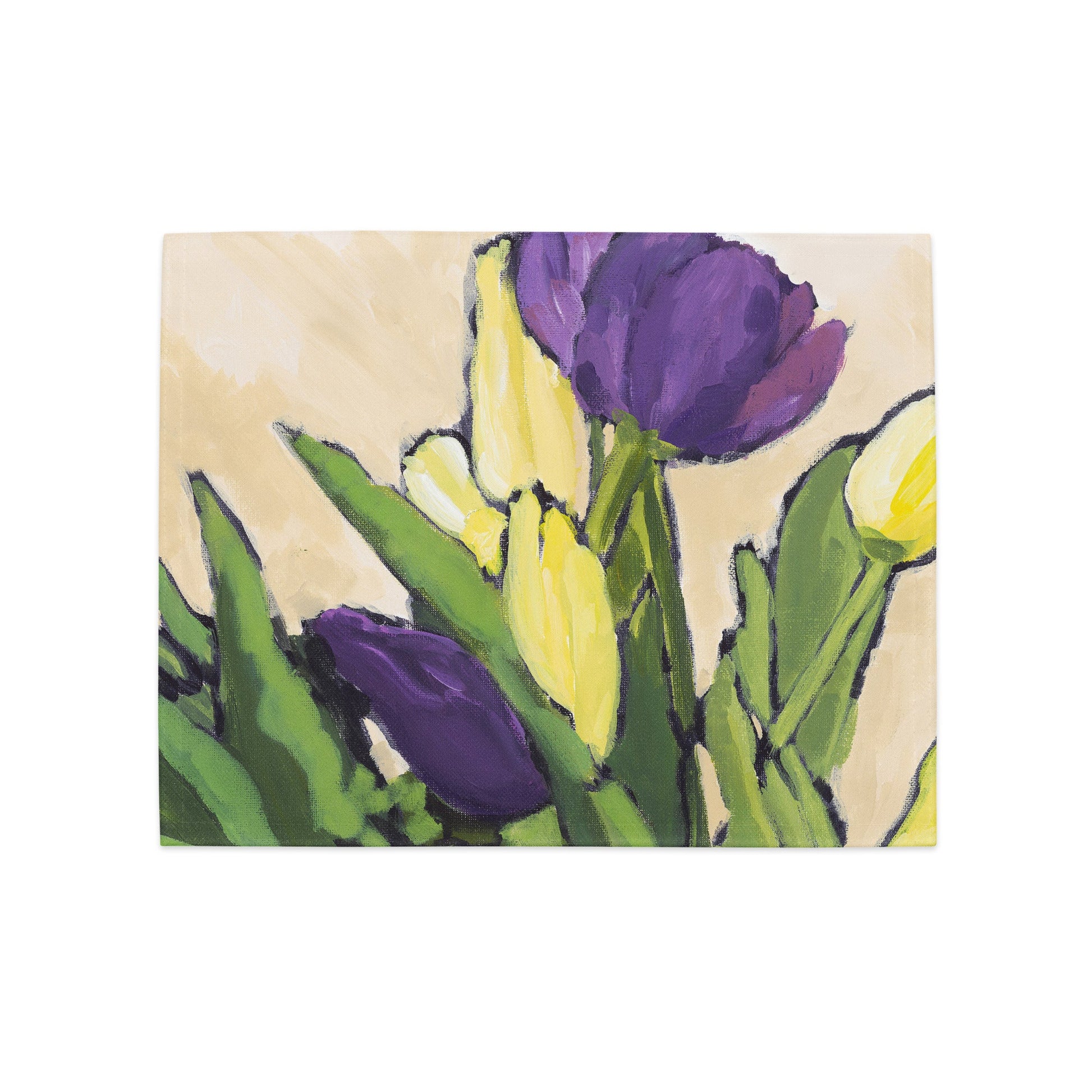 Purple & Yellow Tulips — Fine Art Polyester Placemats — 4-Pc Set #PSFL-1060