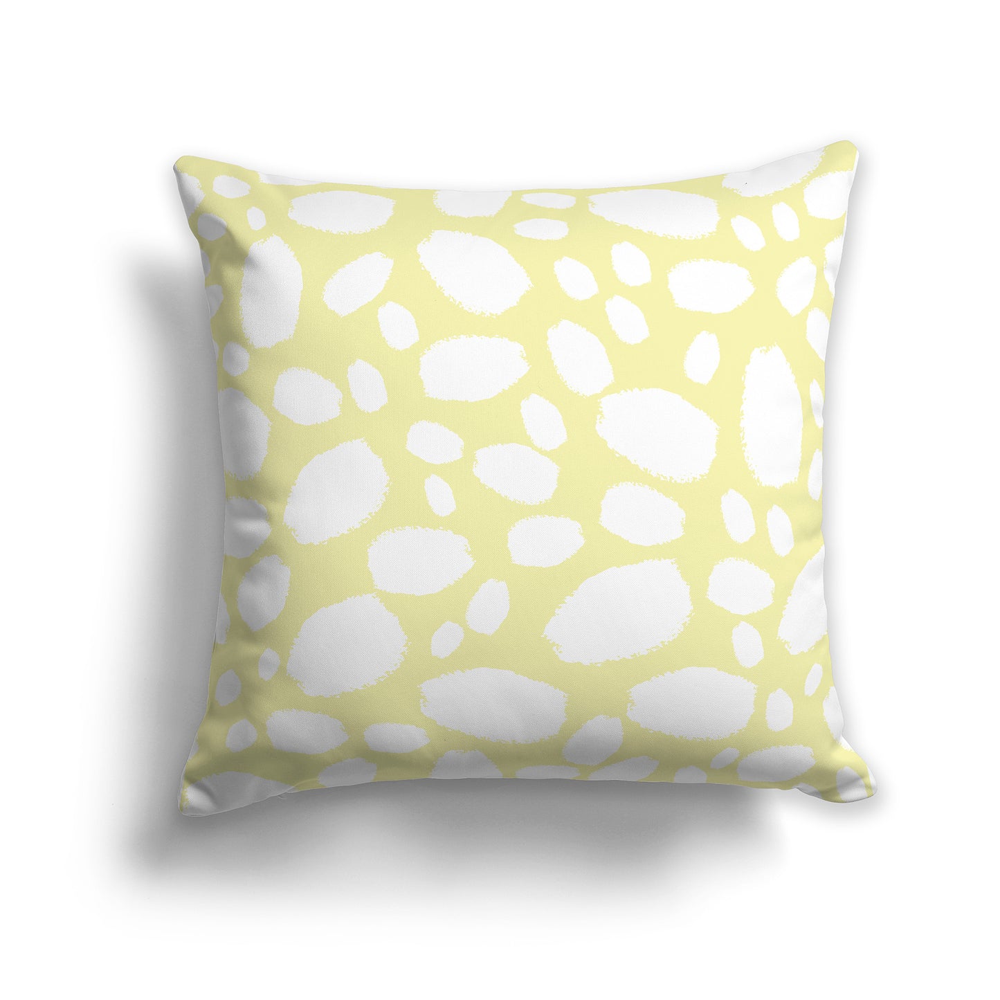 14 inch Throw Pillow with Yellow and White Paint Dab Pattern
