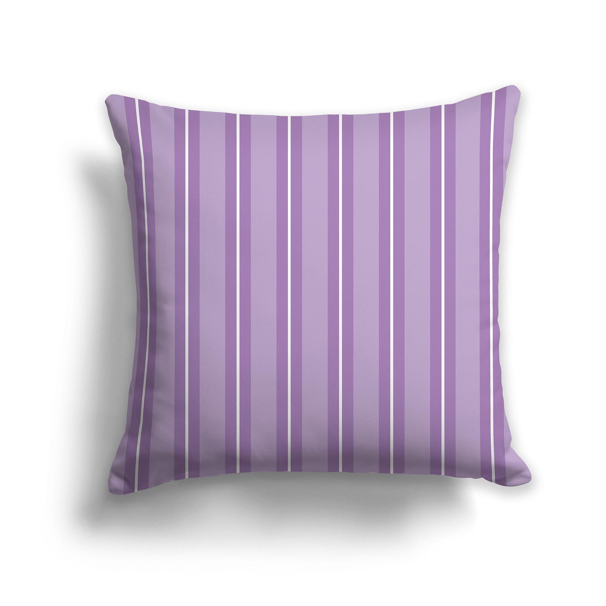 Square Throw Pillow with Purple and White Mulistripe Pattern