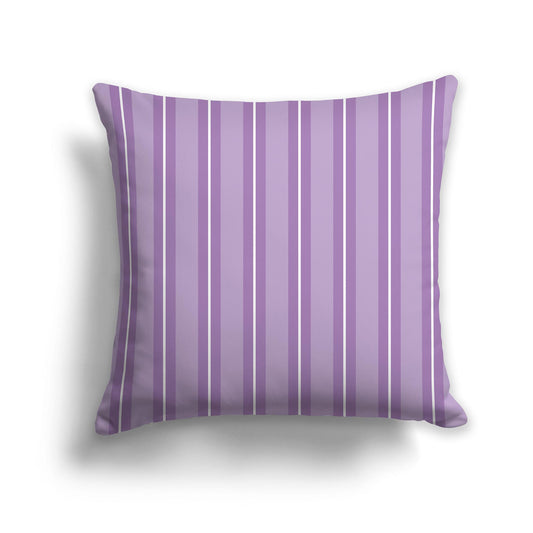 Square Throw Pillow with Purple and White Mulistripe Pattern