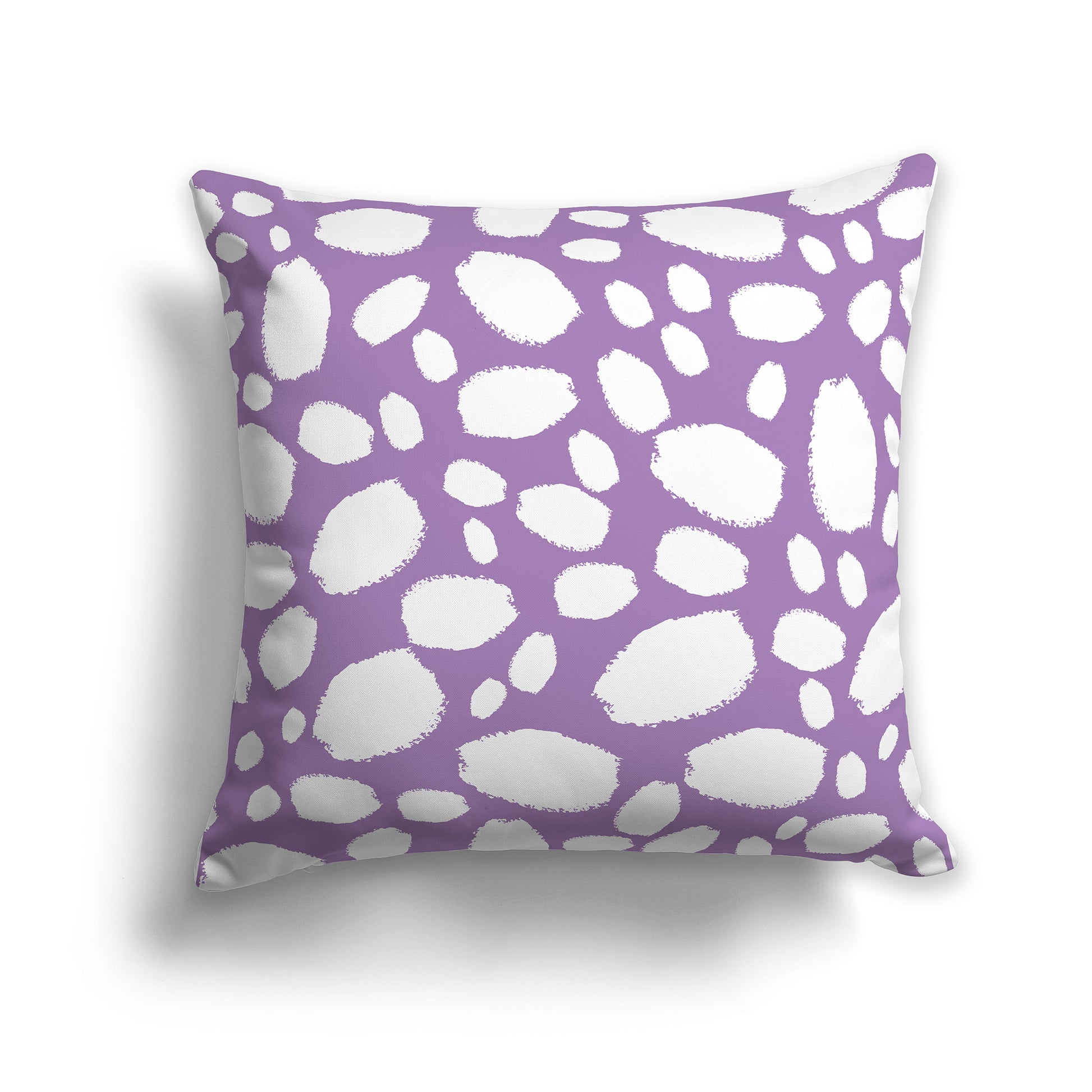 14 inch Throw Pillow with Purple and White Paint Dab Pattern