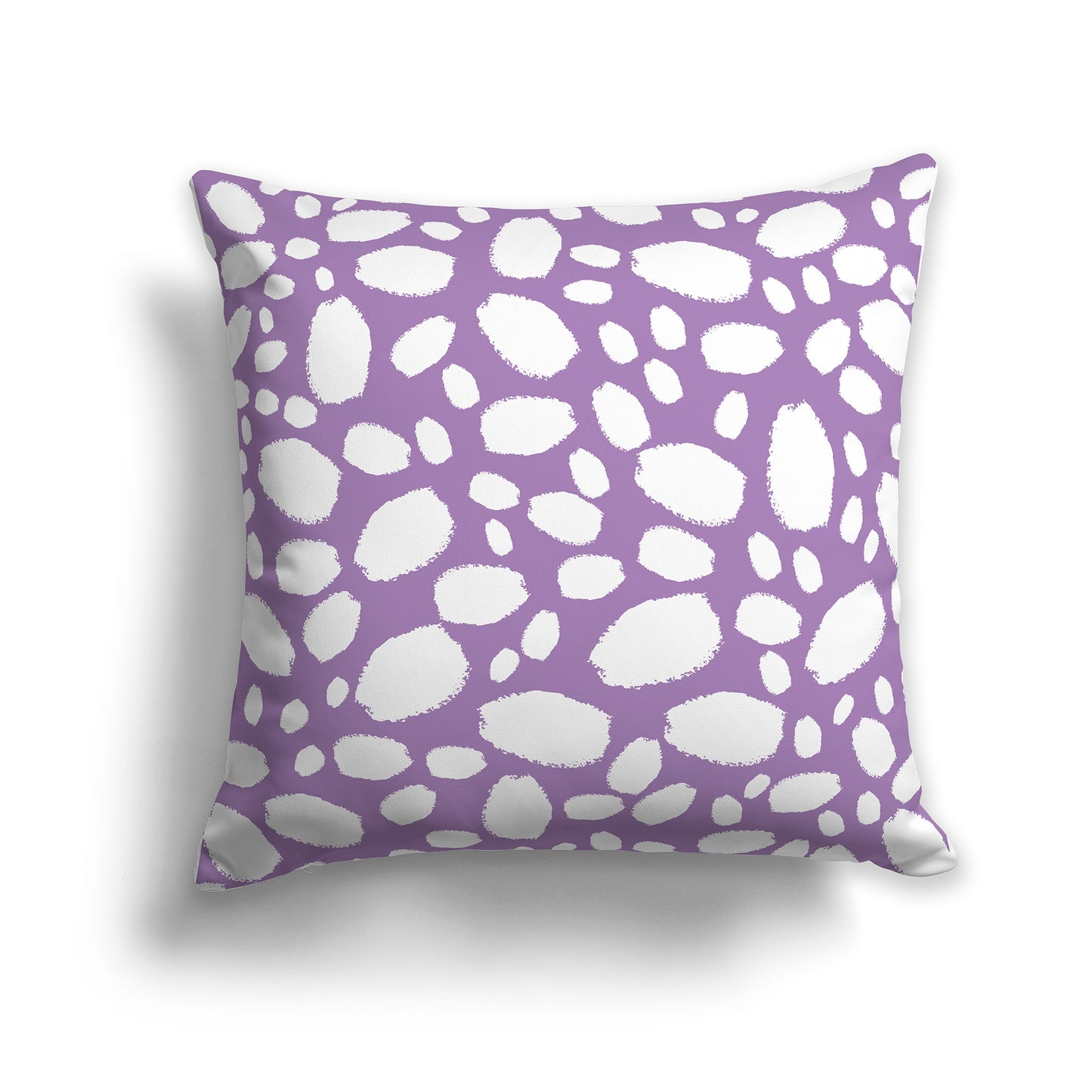 18 inch Throw Pillow with Purple and White Paint Dab Pattern