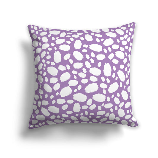 26 inch Throw Pillow with Purple and White Paint Dab Pattern