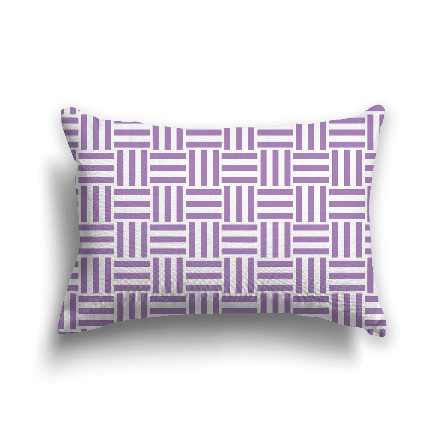 20x14 inch Lumbar Throw Pillow with Purple and White Basket Weave Pattern