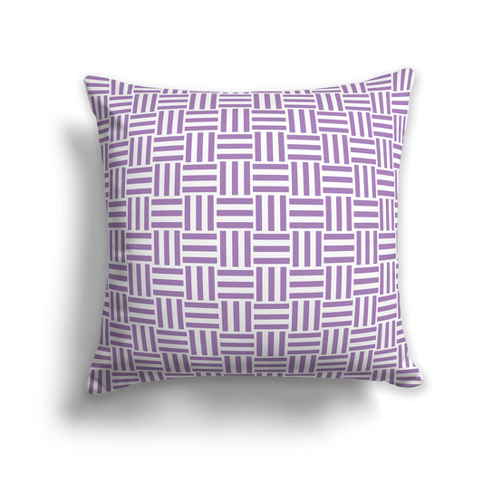 26 inch Throw Pillow with Purple and White Basket Weave Pattern