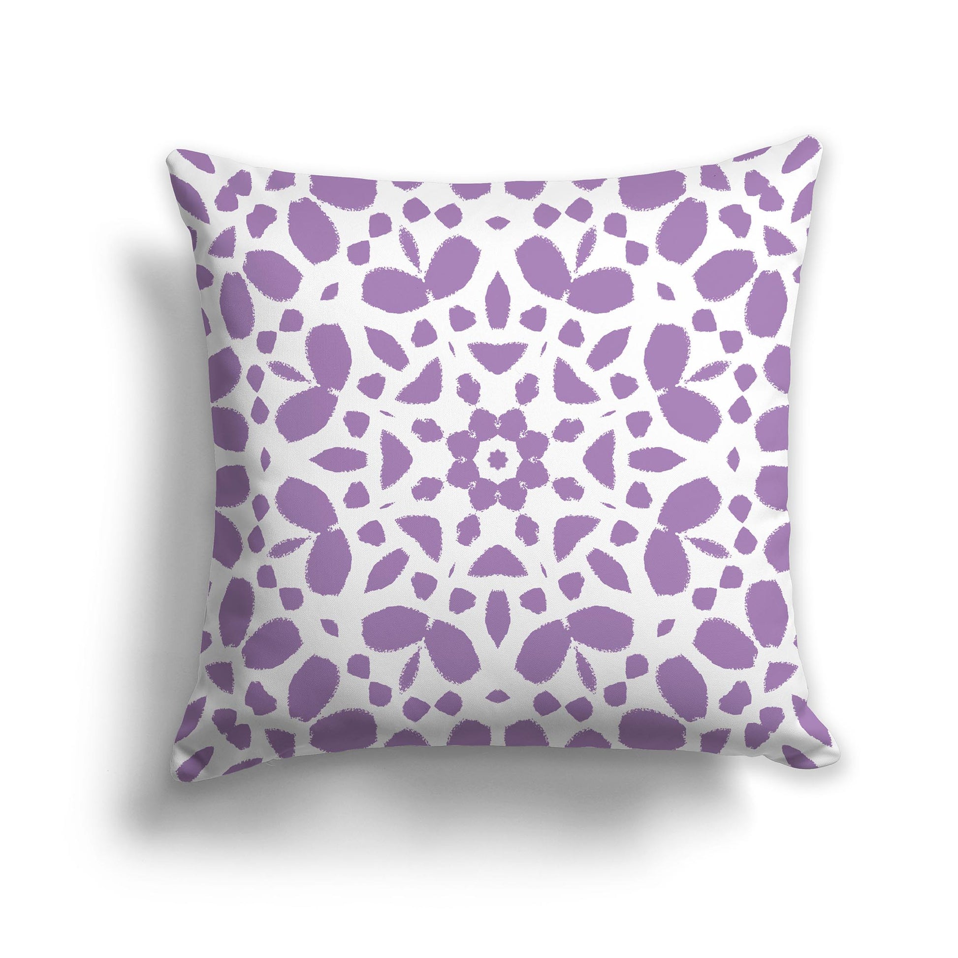 Square Throw Pillow with Purple and White Large Circular Pattern