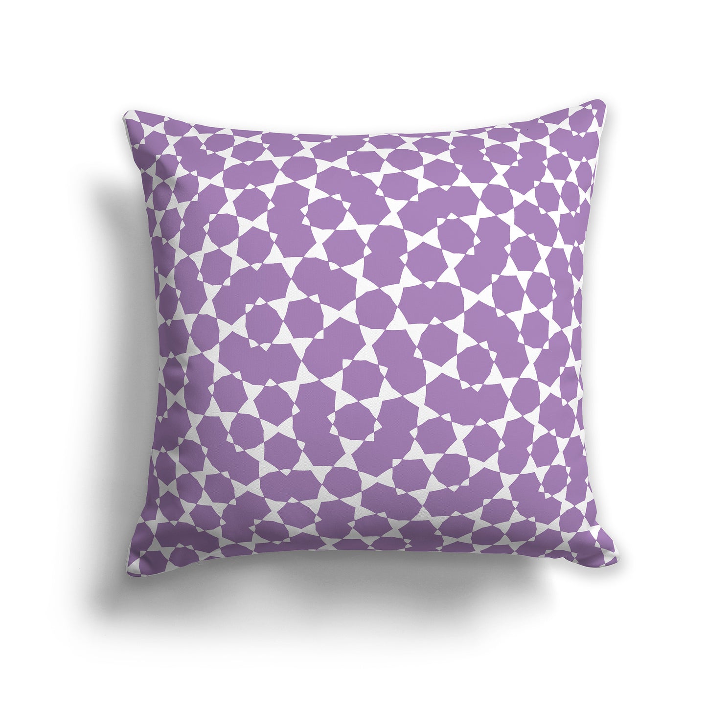 18 inch Throw Pillow with Purple and White Geometric Shapes Repeat Pattern