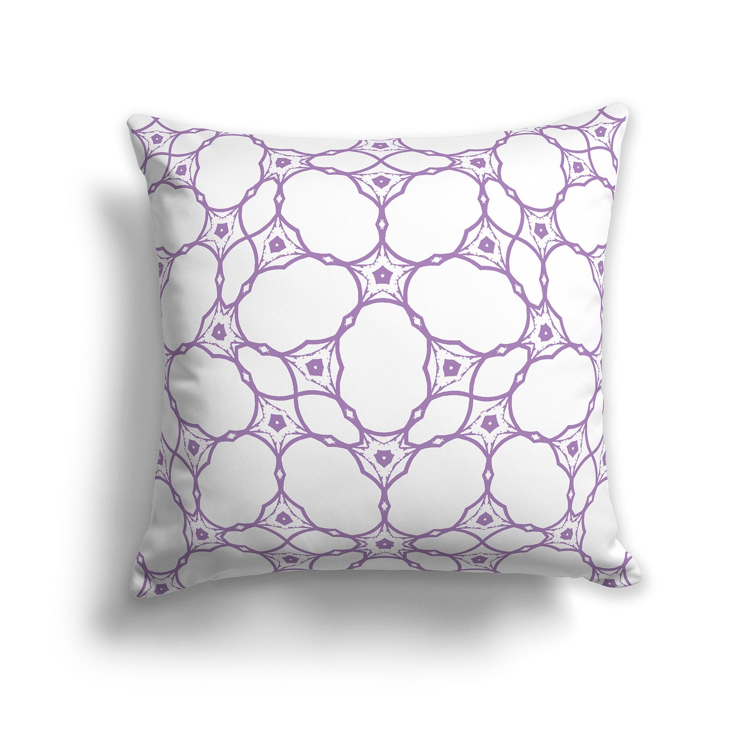 14 inch Throw Pillow with Purple and White Web Lace Pattern