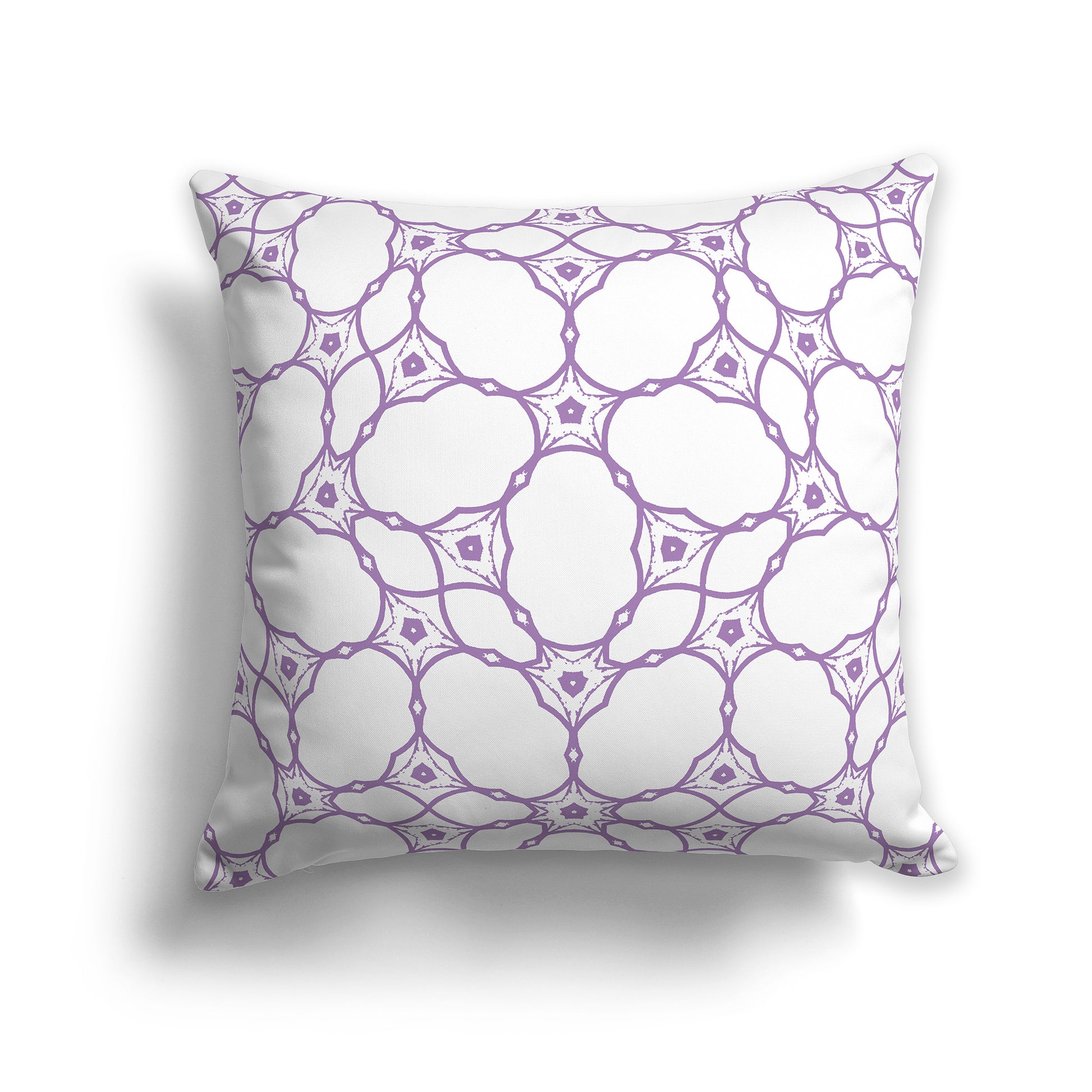 14 inch Throw Pillow with Purple and White Web Lace Pattern