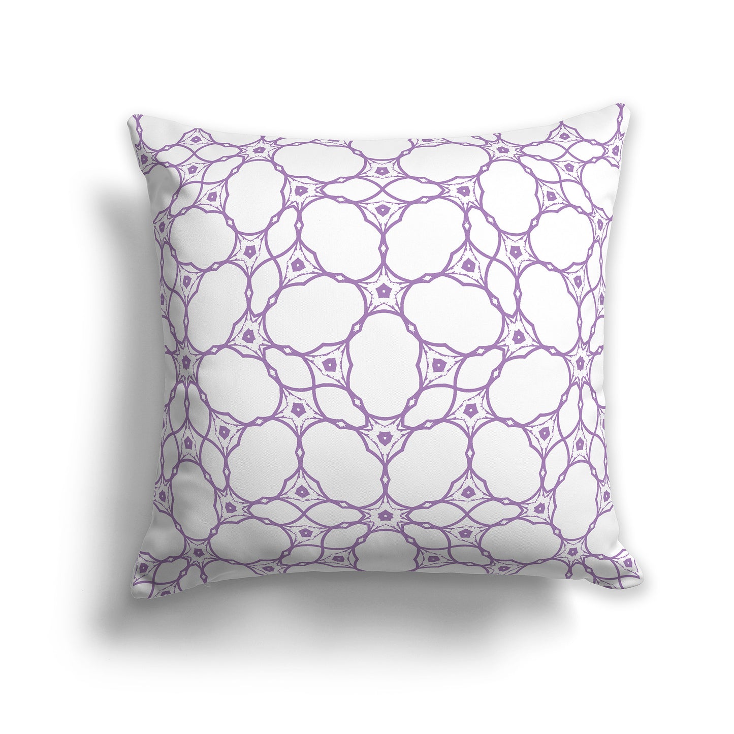 18 inch Throw Pillow with Purple and White Web Lace Pattern