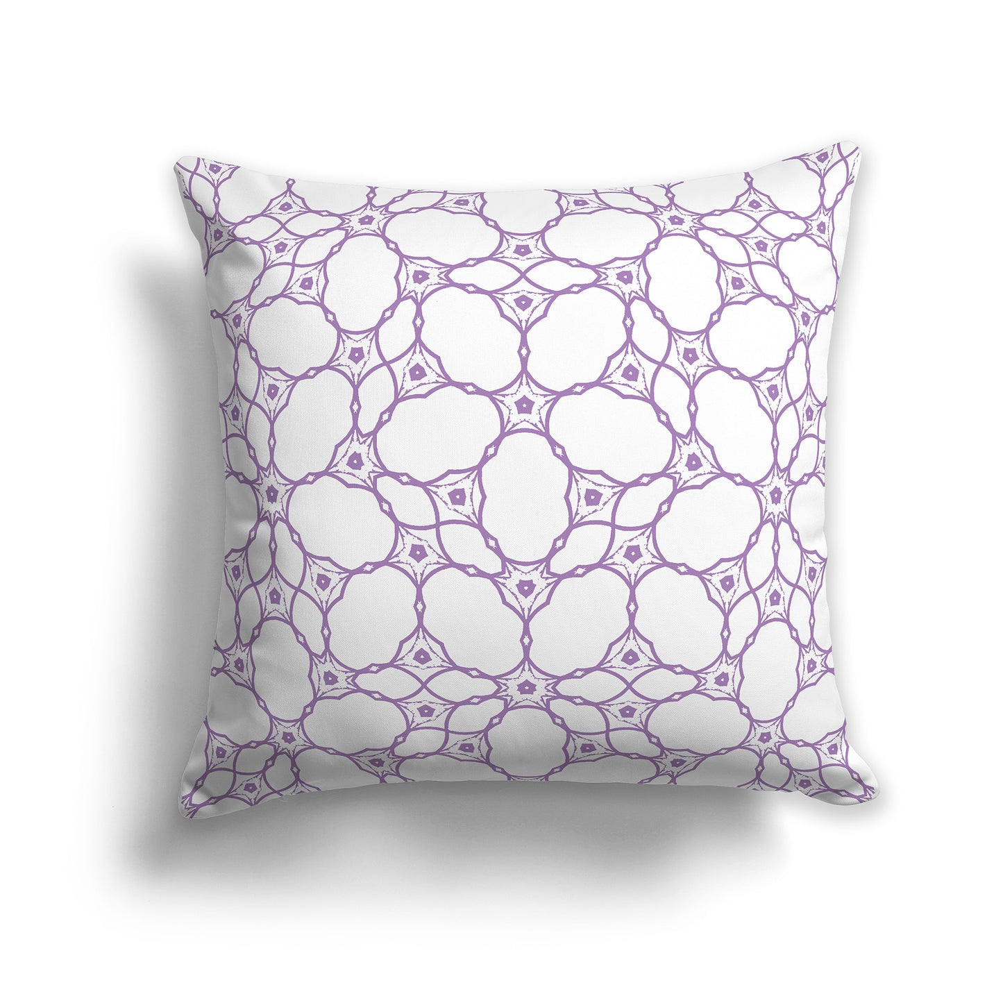20 inch Throw Pillow with Purple and White Web Lace Pattern