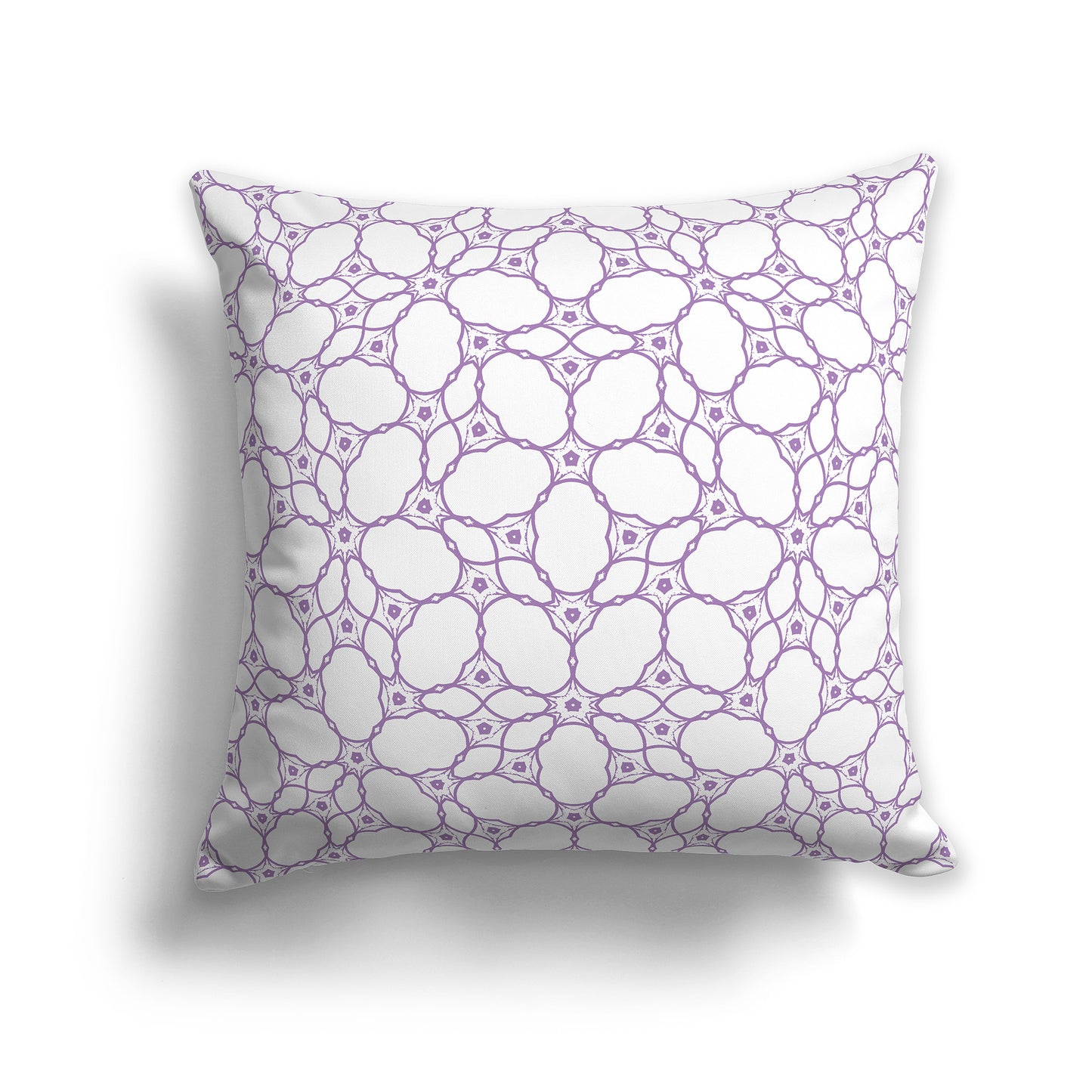 26 inch Throw Pillow with Purple and White Web Lace Pattern