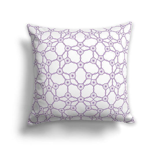 26 inch Throw Pillow with Purple and White Web Lace Pattern