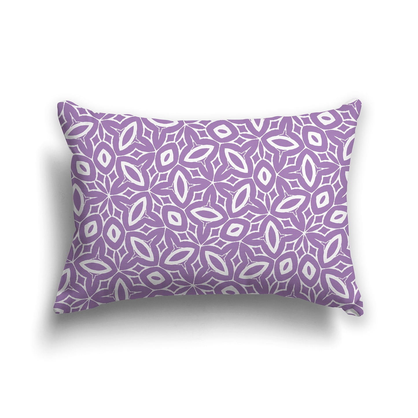 20x14 inch Lumbar Throw Pillow with Purple and White Geometric Repeat Pattern