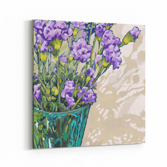Slim Canvas Fine Art Print - Mauve Carnations 1 - 6x6 inches