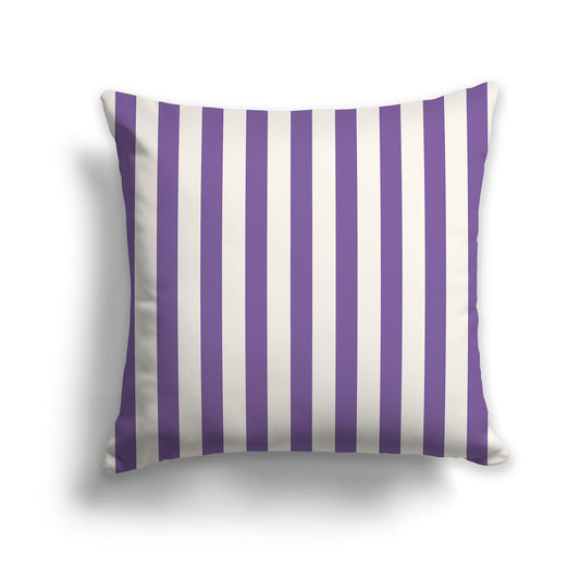 26 inch Throw Pillow with Purple and Beige Thick Vertical Bars