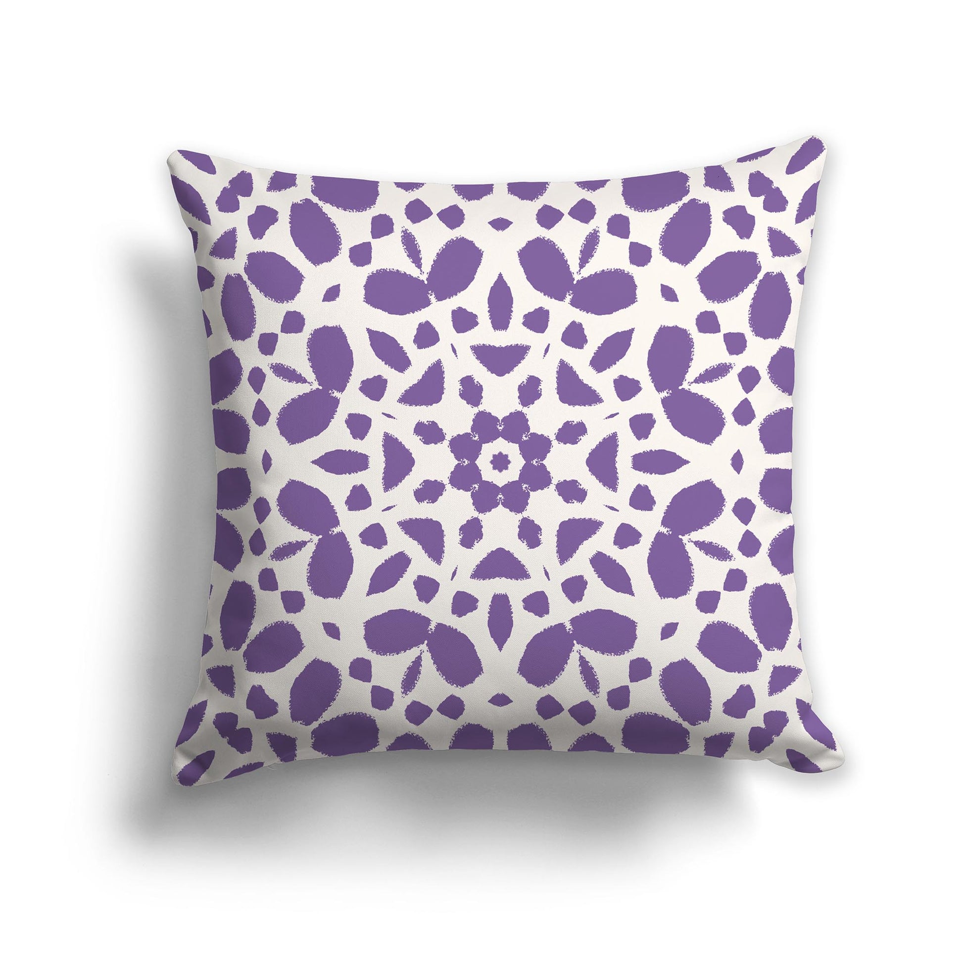 Square Throw Pillow with Purple and Beige Large Circular Pattern