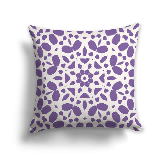 Square Throw Pillow with Purple and Beige Large Circular Pattern