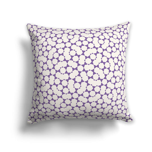 26 inch Throw Pillow with Purple and Beige Geometric Shapes Repeat Pattern