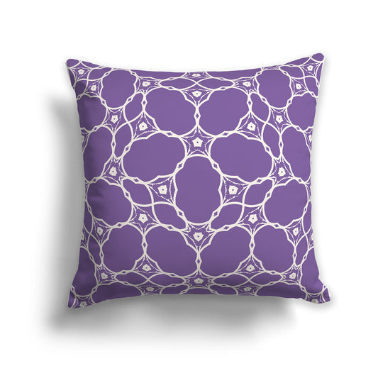 14 inch Throw Pillow with Purple and Beige Web Lace Pattern
