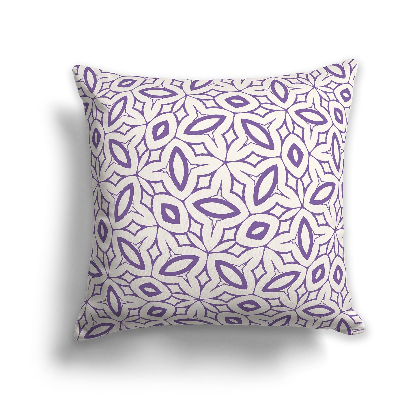 16 inch Throw Pillow with Purple and Beige Geometric Repeat Pattern