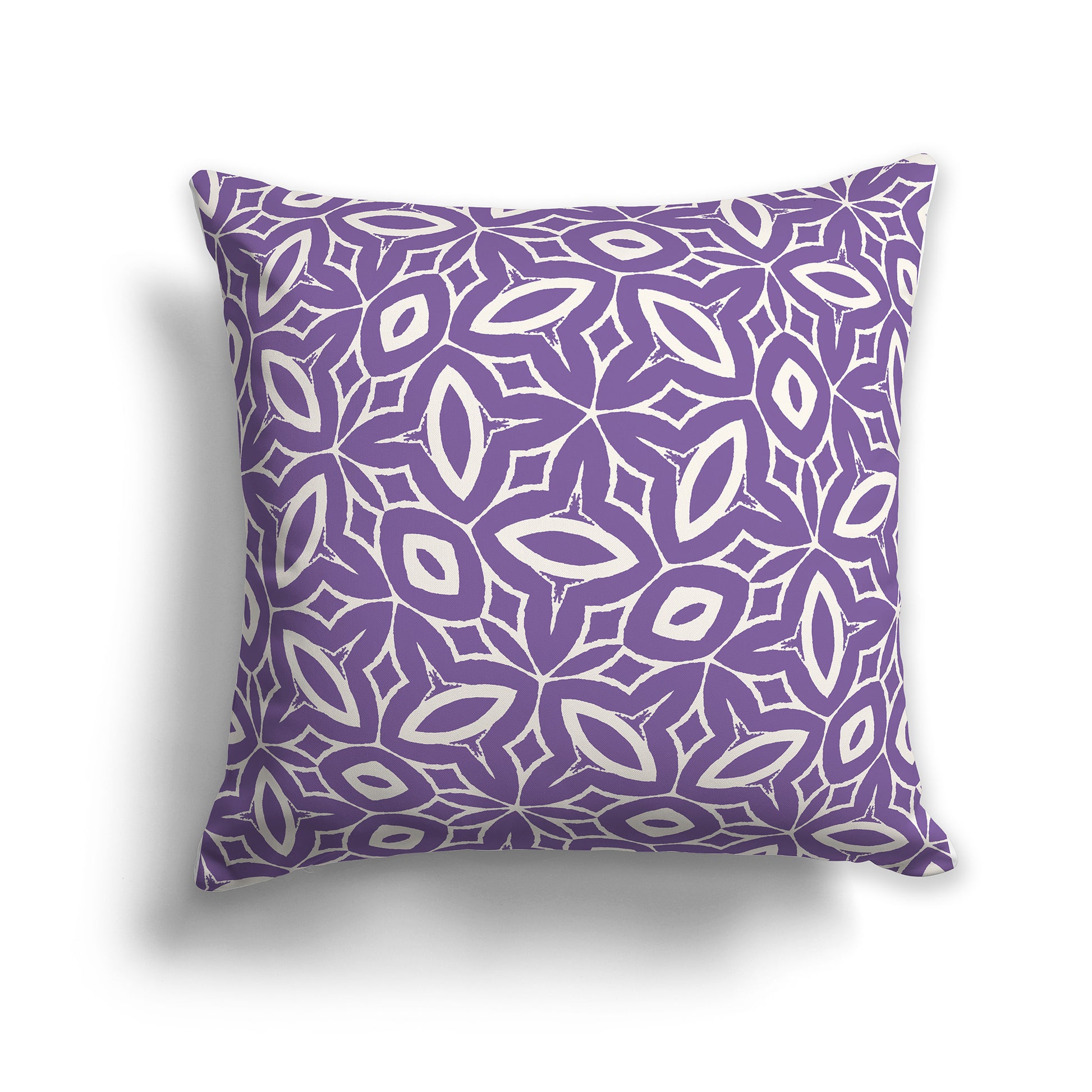 14 inch Throw Pillow with Purple and Beige Geometric Repeat Pattern