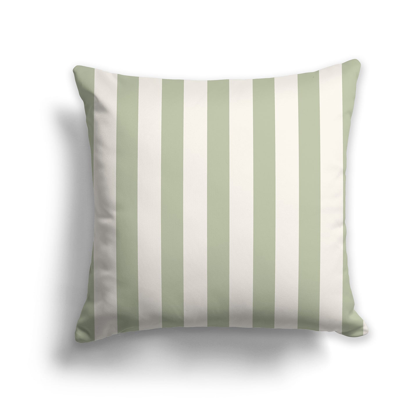 18 inch Throw Pillow with Green and Beige Thick Vertical Bars