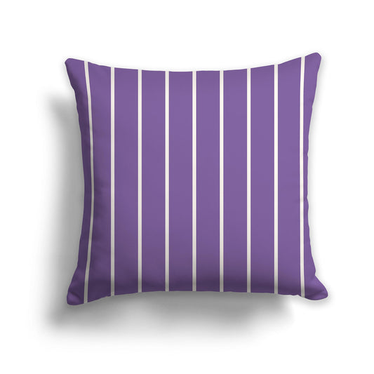 Square Throw Pillow with Purple and Beige Stripe Pattern