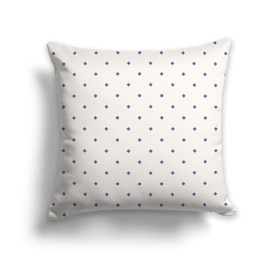 26 inch Throw Pillow with Large Purple and Beige Diamond Pattern