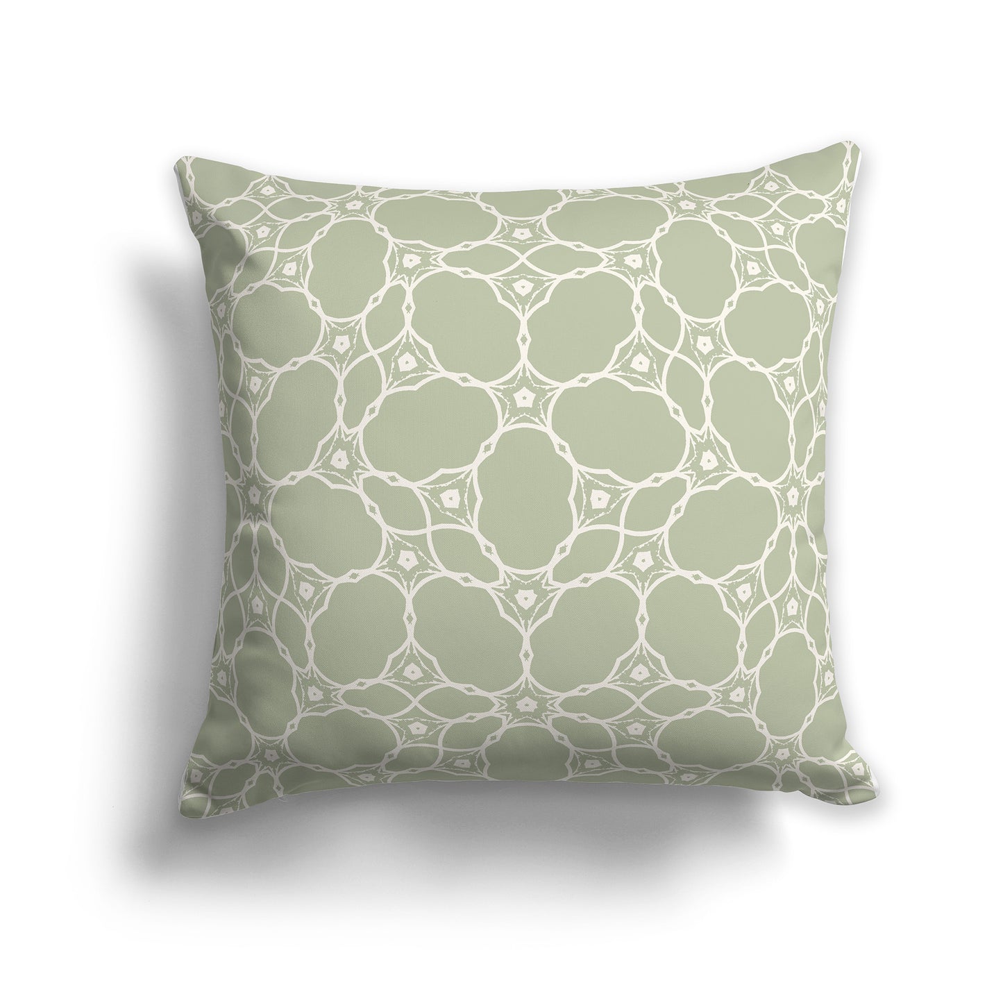 18 inch Throw Pillow with Green and Beige Web Lace Pattern