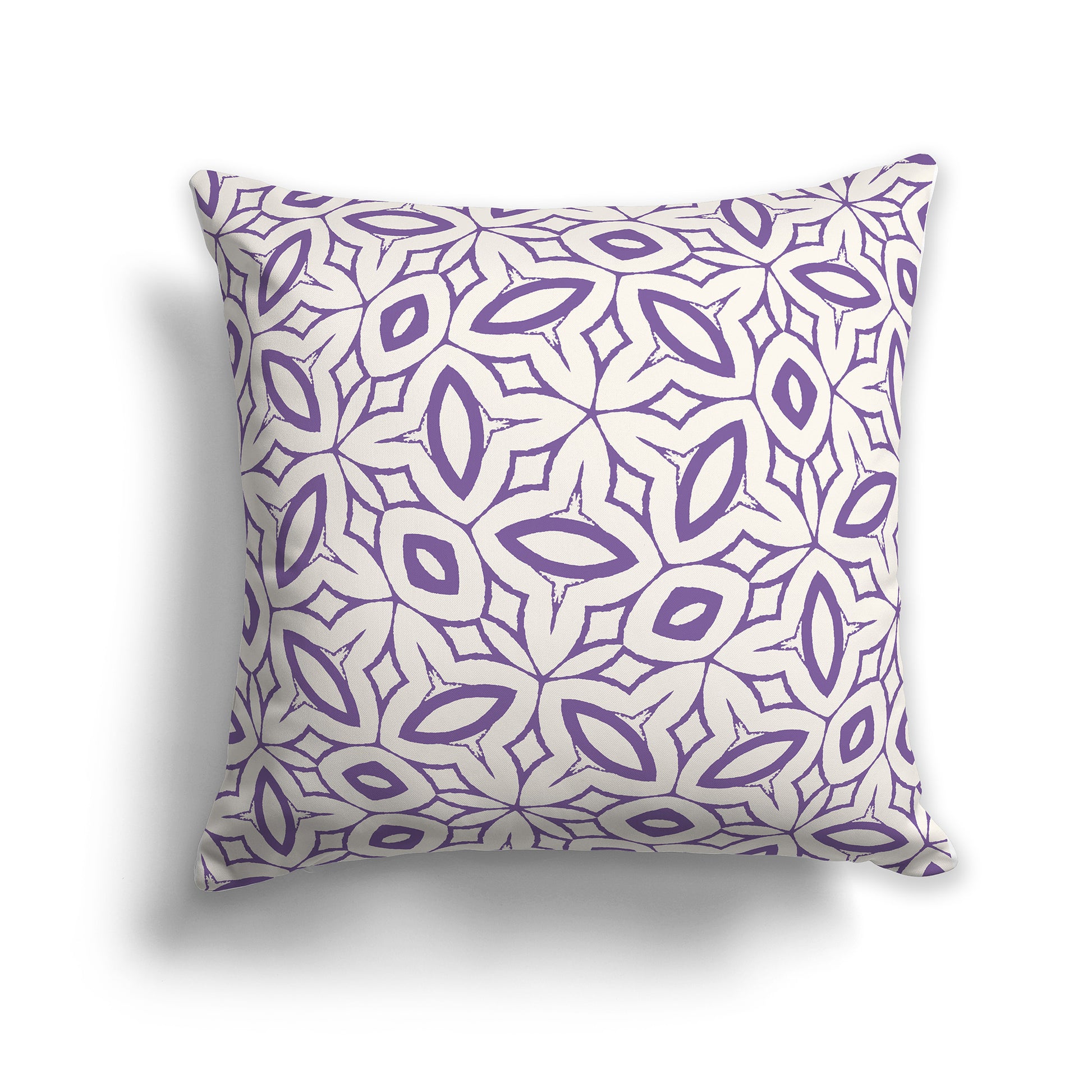 14 inch Throw Pillow with Purple and Beige Geometric Repeat Pattern