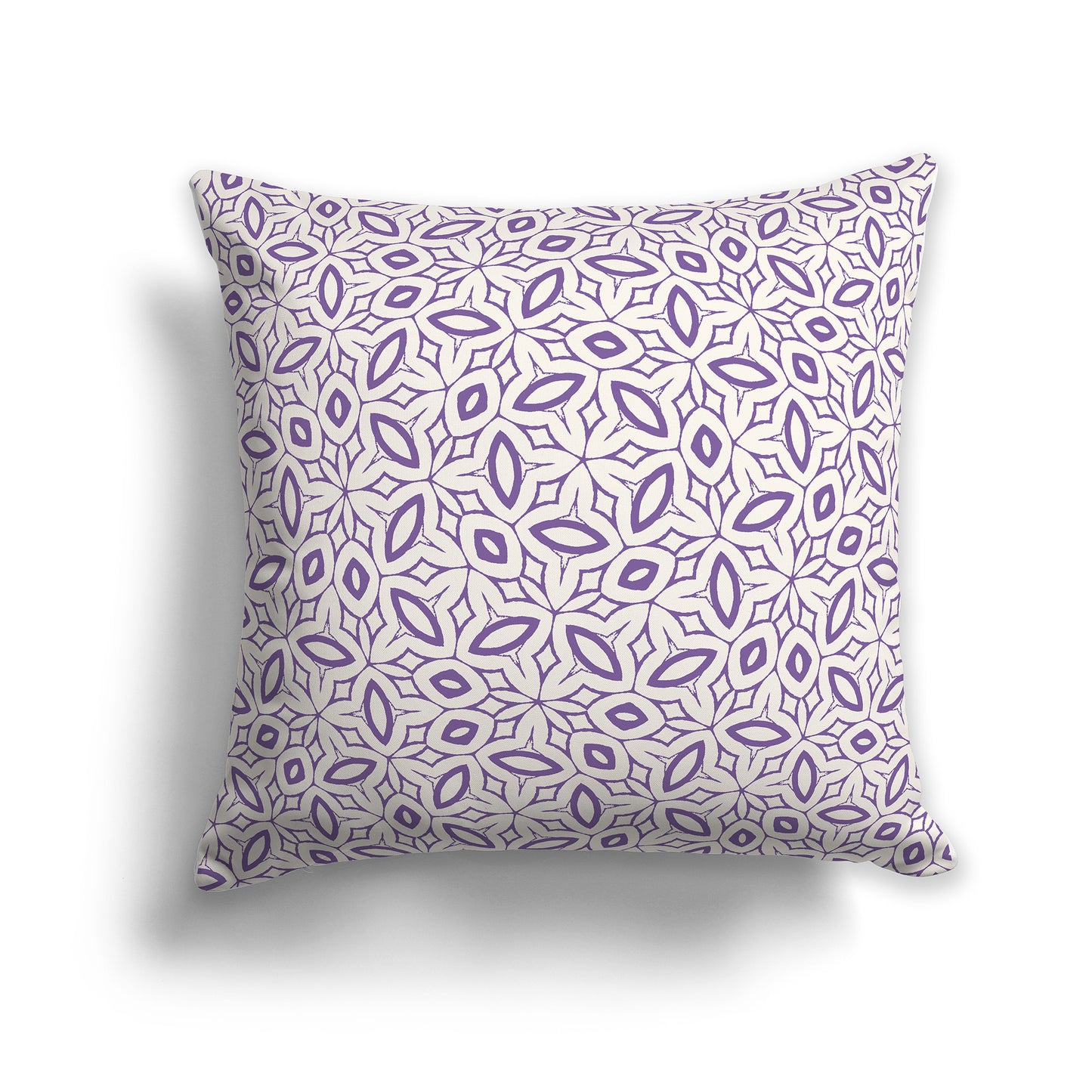 26 inch Throw Pillow with Purple and Beige Geometric Repeat Pattern
