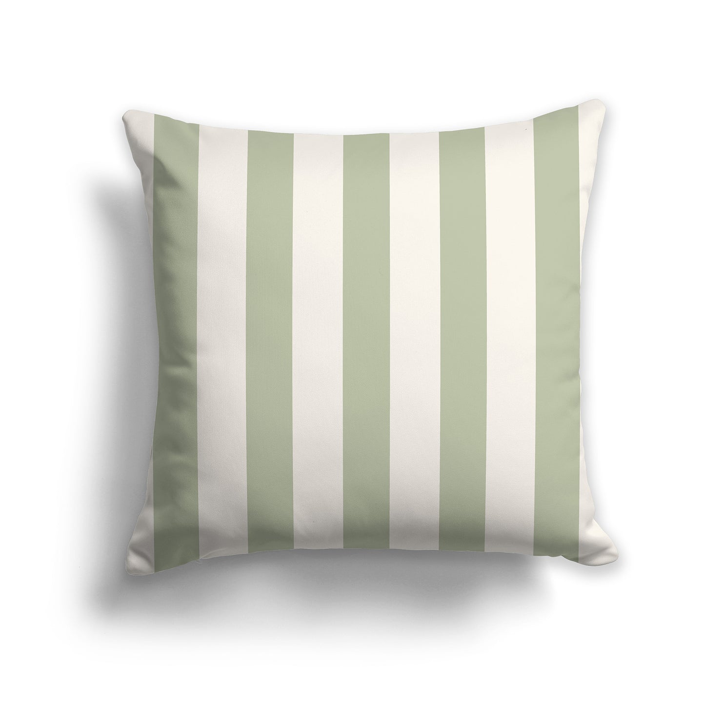 14 inch Throw Pillow with Green and Beige Thick Vertical Bars