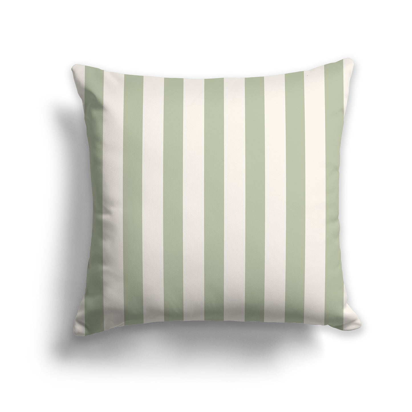 20 inch Throw Pillow with Green and Beige Thick Vertical Bars