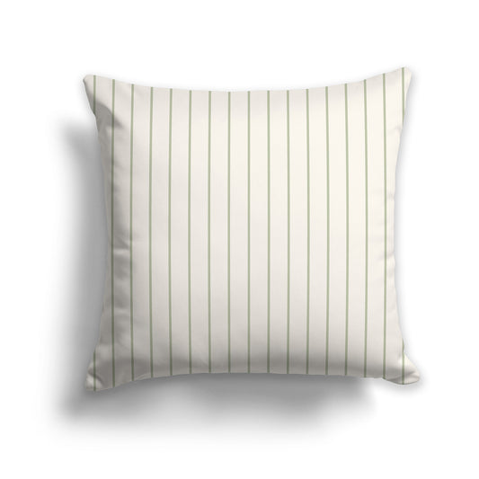 26 inch Throw Pillow with Green and Beige Thin Vertical Stripe Pattern