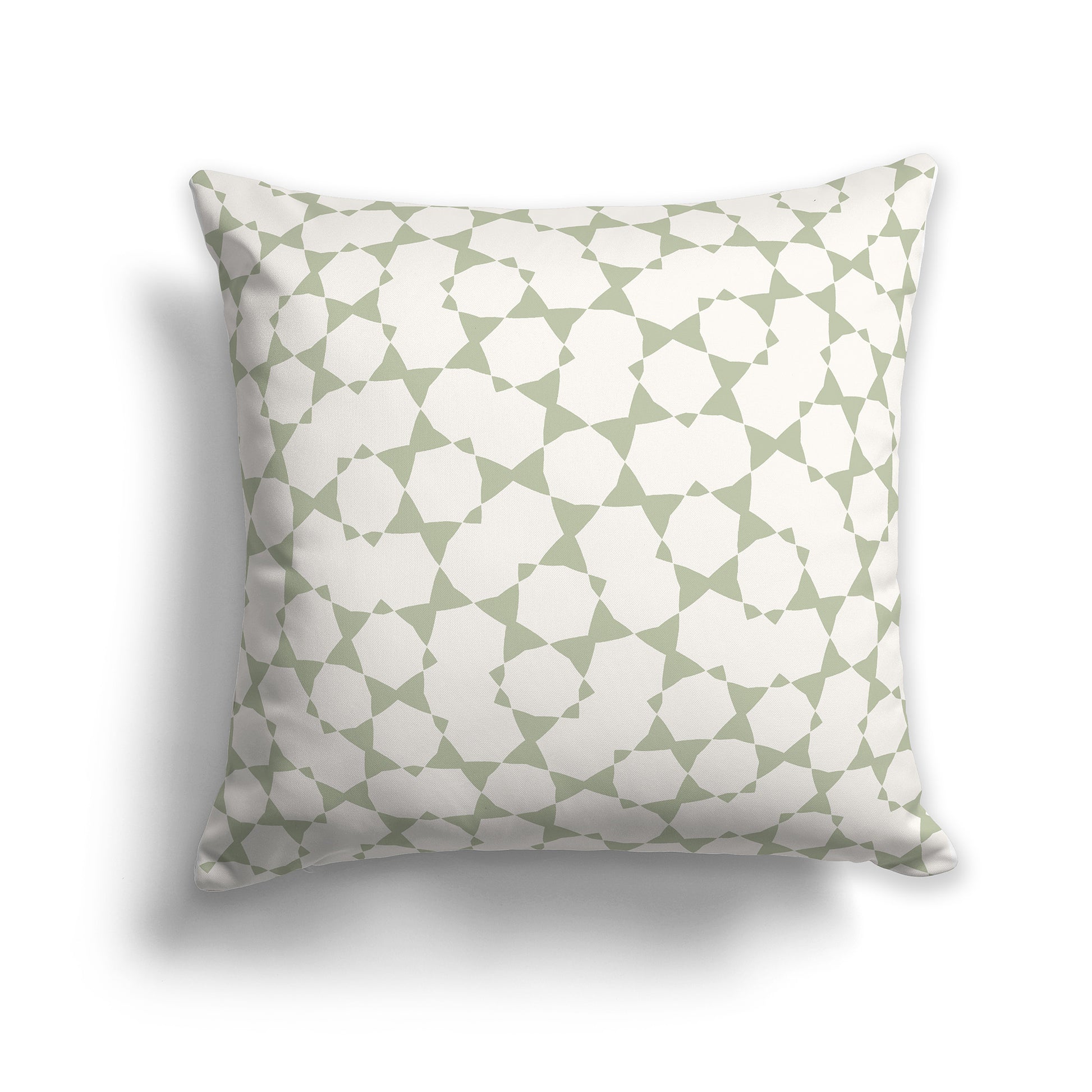 14 inch Throw Pillow with Green and Beige Geometric Shapes Repeat Pattern