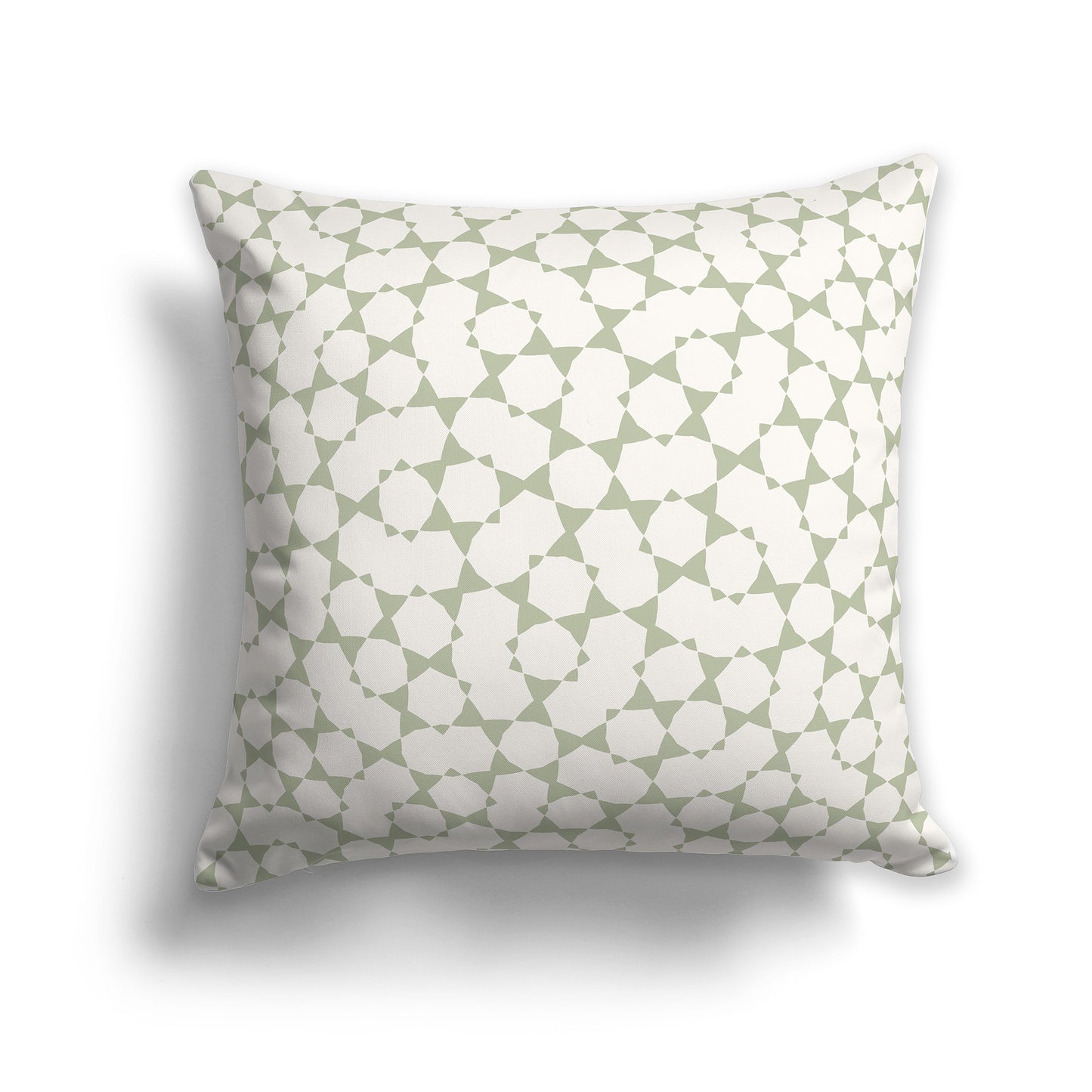 18 inch Throw Pillow with Green and Beige Geometric Shapes Repeat Pattern