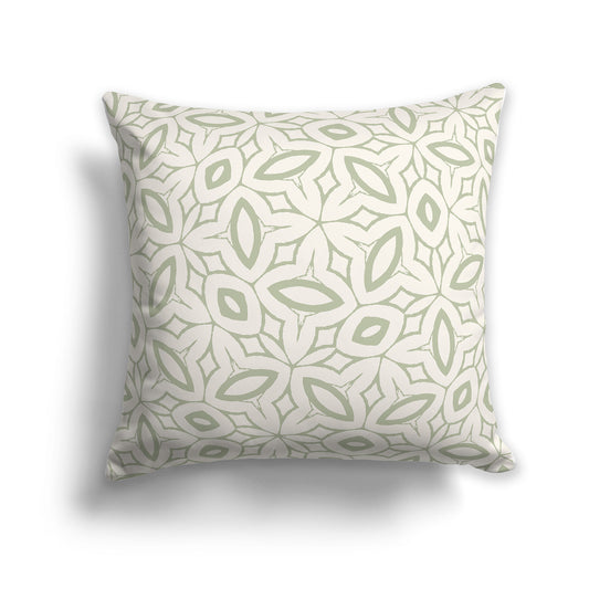 14 inch Throw Pillow with Green and Beige Geometric Repeat Pattern