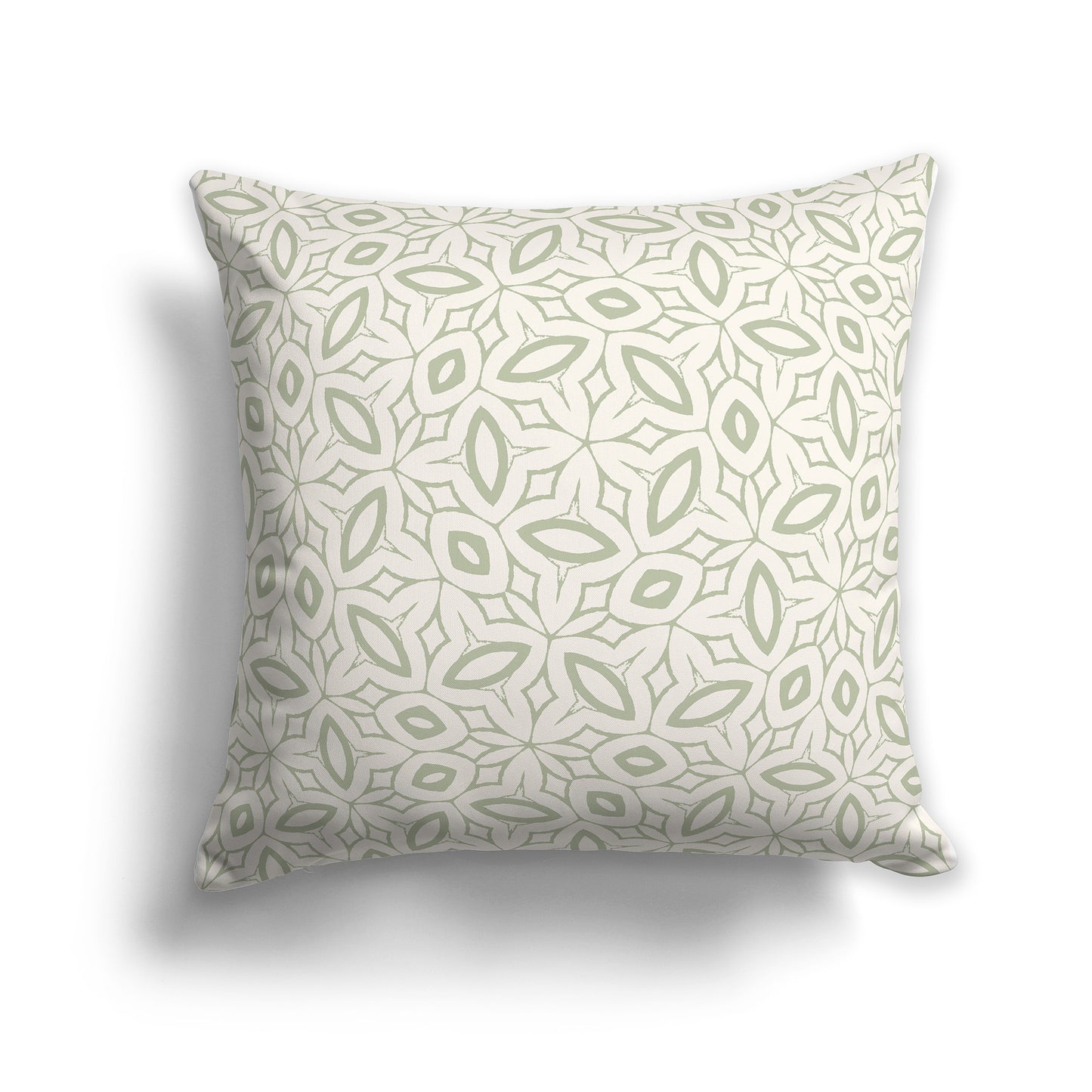 20 inch Throw Pillow with Green and Beige Geometric Repeat Pattern