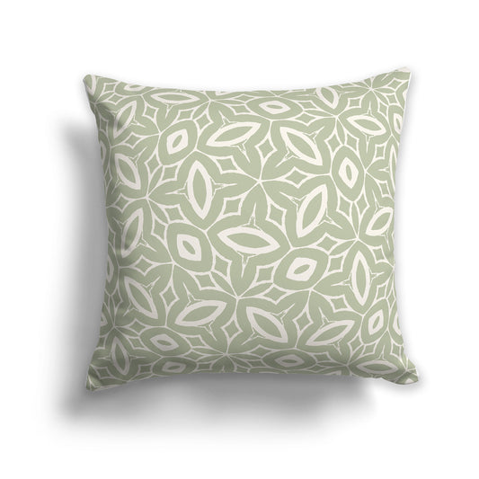 14 inch Throw Pillow with Green and Beige Geometric Repeat Pattern