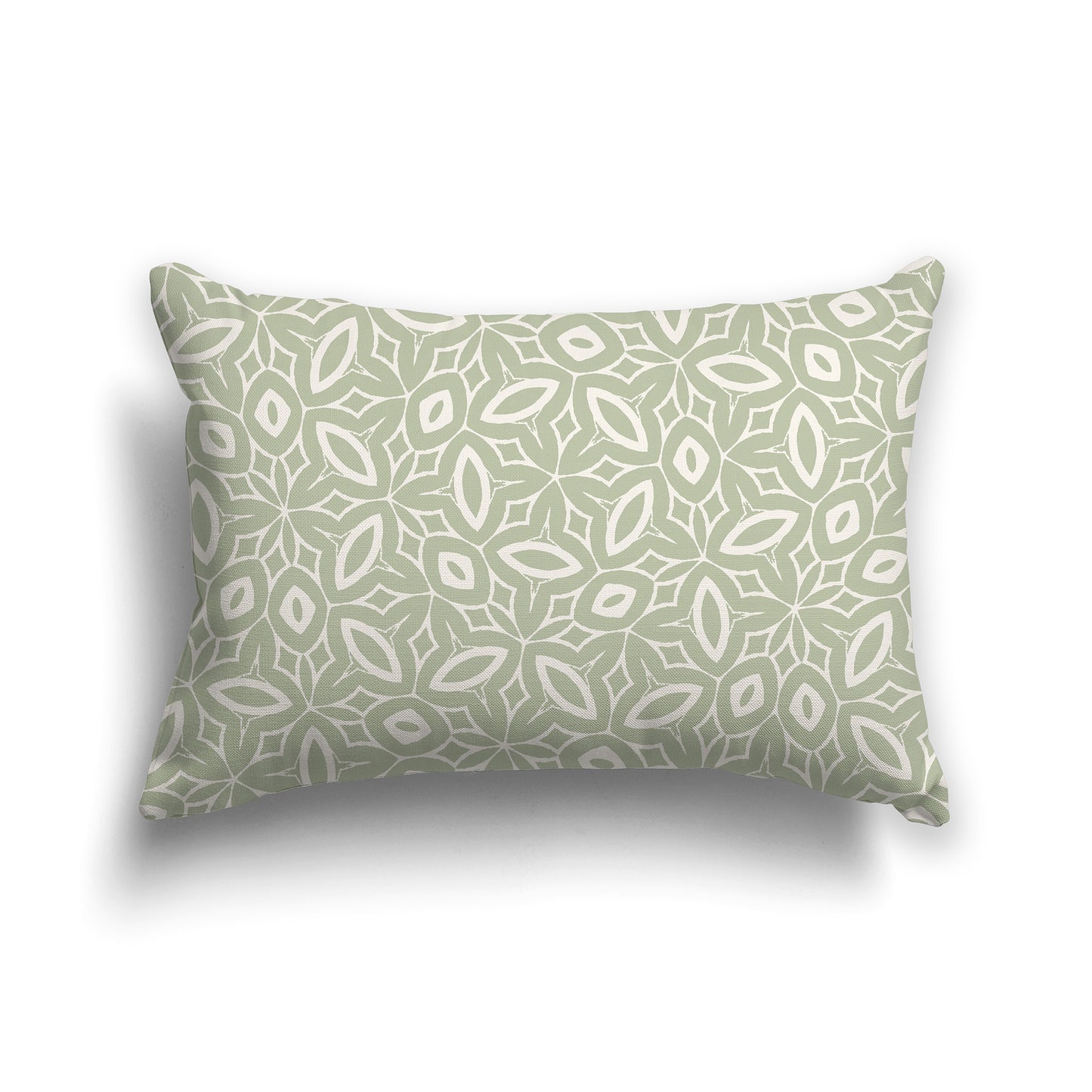 20x14 inch Lumbar Throw Pillow with Green and Beige Geometric Repeat Pattern