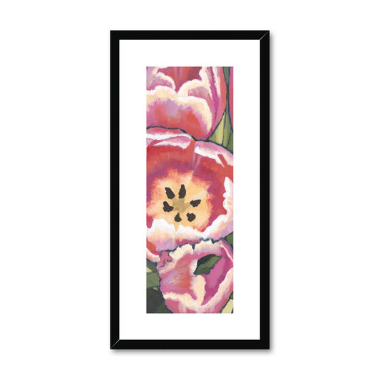 Framed Fine Art Print, White Mat - 12x24 inches | Pink Tulips, FPT-1080-1123