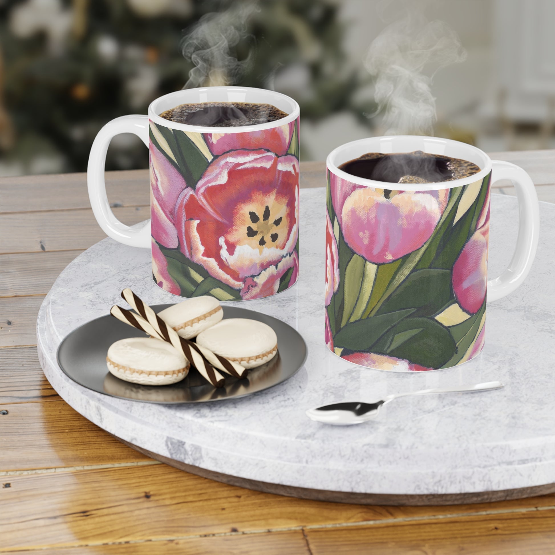 Pink Tulips Fine Art 11oz Ceramic Mug
