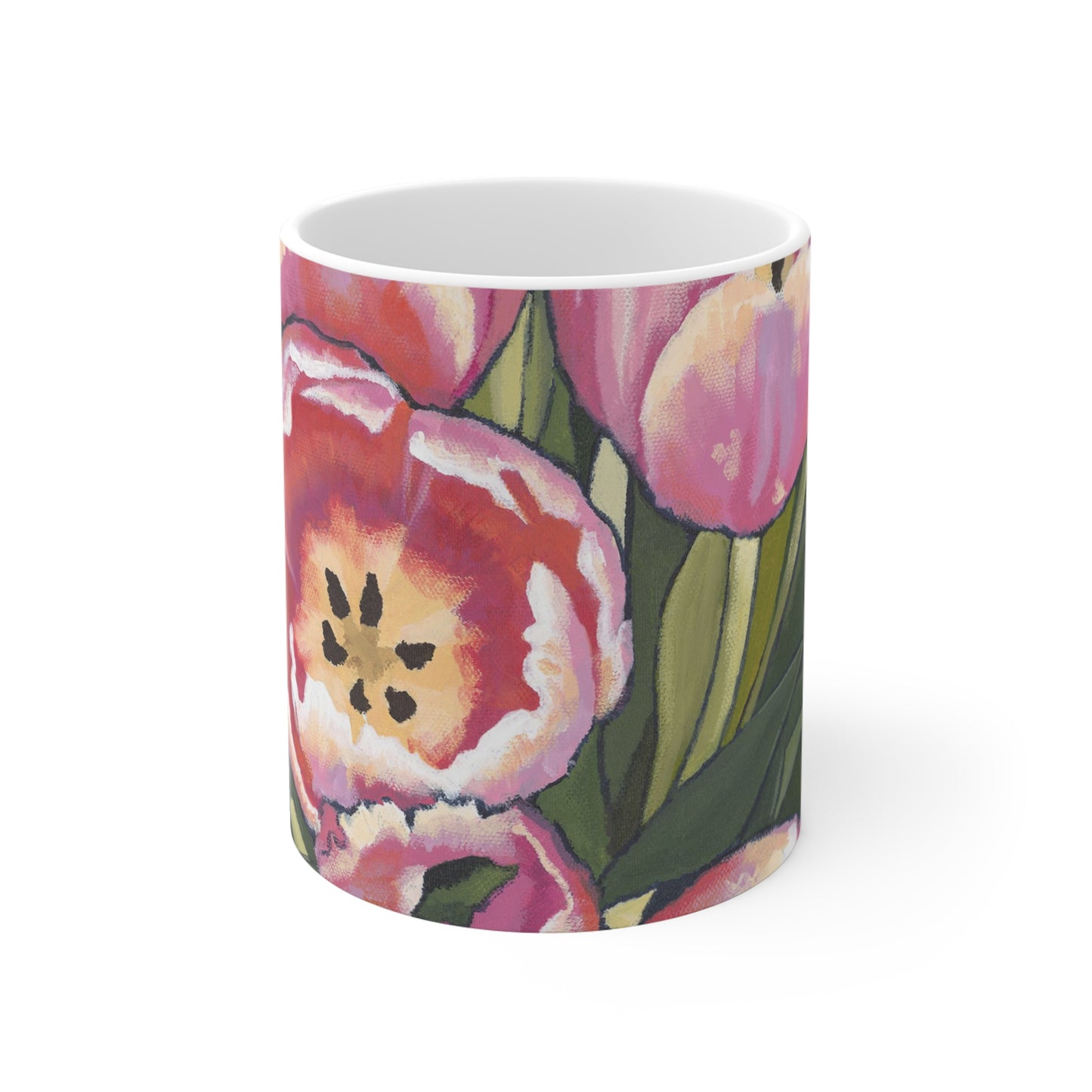 Pink Tulips Fine Art 11oz Ceramic Mug