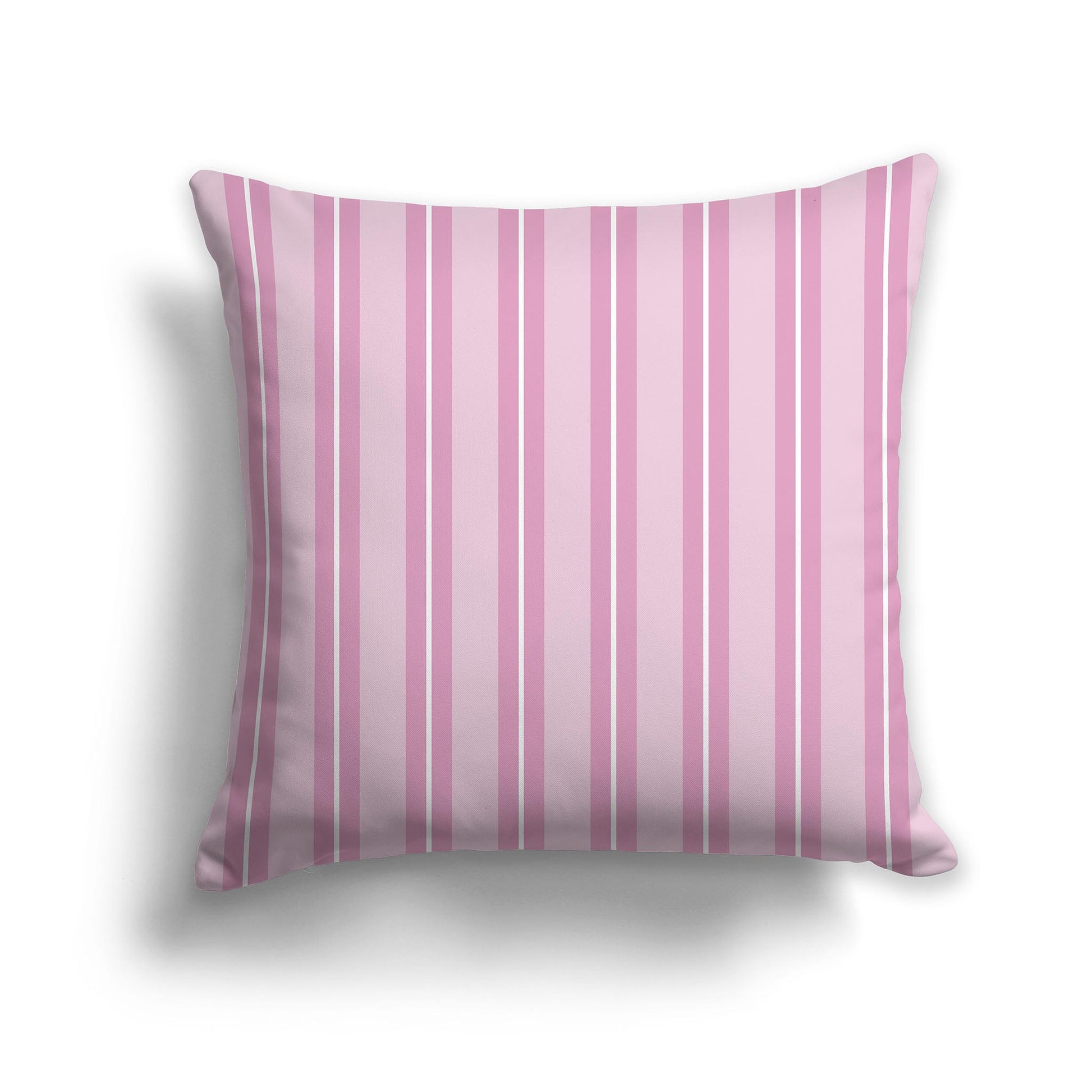 Square Throw Pillow with Pink and White Multistripe Pattern